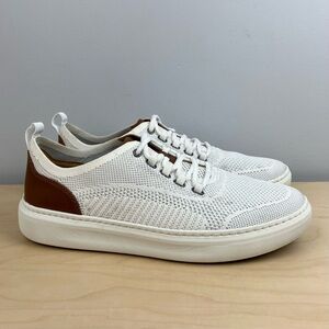 Johnston & Murphy White Knit Sneakers with Brown Heel
